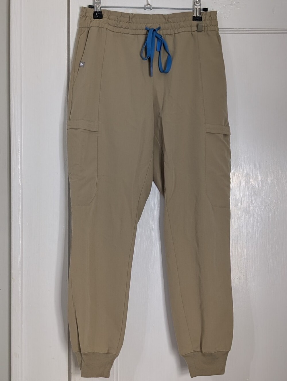 Figs Zamora Jogger Scrub Pant Beige Sandstone Women's Small Petite Ruched Waist